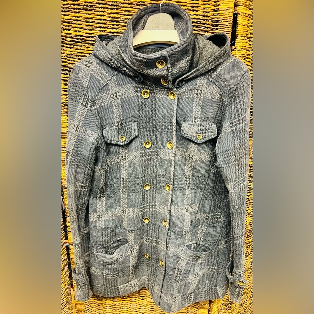 Hurley- Womens Blue/Grey Button Up Lightweight Jacket, Large
